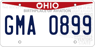 OH license plate GMA0899