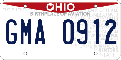 OH license plate GMA0912