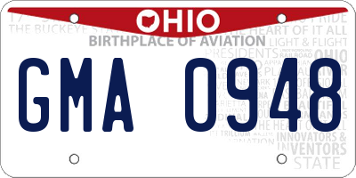 OH license plate GMA0948