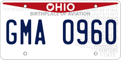 OH license plate GMA0960