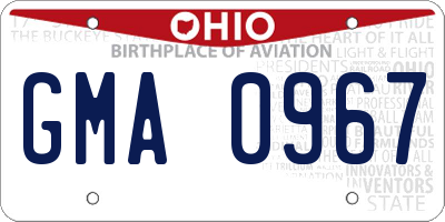 OH license plate GMA0967