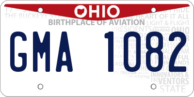 OH license plate GMA1082