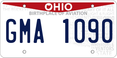 OH license plate GMA1090