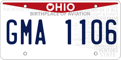 OH license plate GMA1106