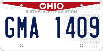 OH license plate GMA1409