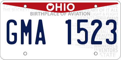 OH license plate GMA1523