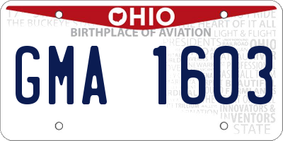 OH license plate GMA1603
