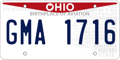OH license plate GMA1716
