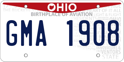 OH license plate GMA1908