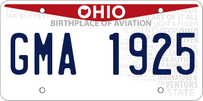 OH license plate GMA1925