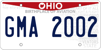 OH license plate GMA2002