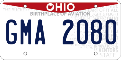 OH license plate GMA2080