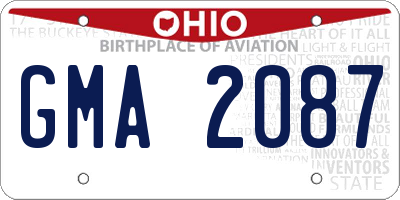 OH license plate GMA2087
