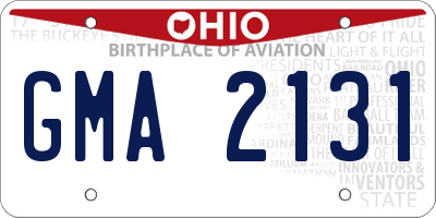 OH license plate GMA2131