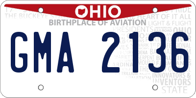 OH license plate GMA2136