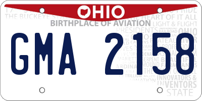 OH license plate GMA2158