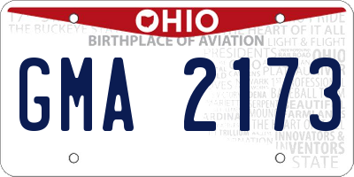 OH license plate GMA2173
