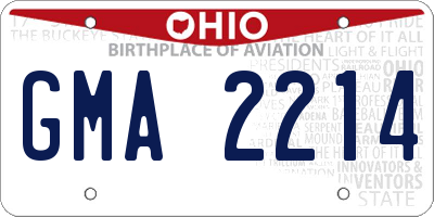 OH license plate GMA2214