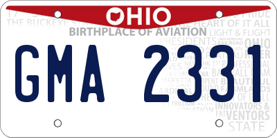 OH license plate GMA2331
