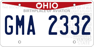 OH license plate GMA2332