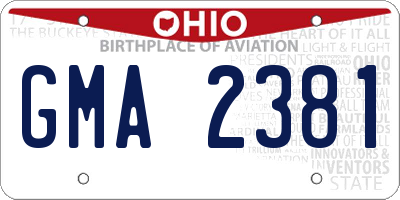 OH license plate GMA2381