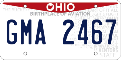 OH license plate GMA2467