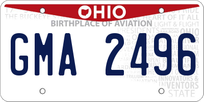 OH license plate GMA2496
