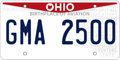 OH license plate GMA2500
