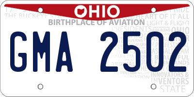 OH license plate GMA2502
