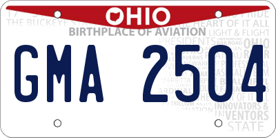 OH license plate GMA2504