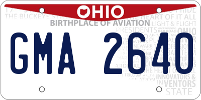 OH license plate GMA2640