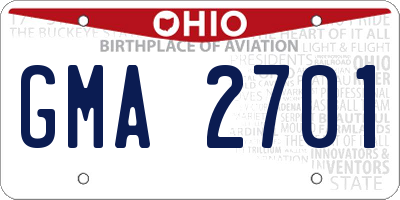 OH license plate GMA2701