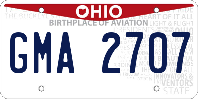 OH license plate GMA2707