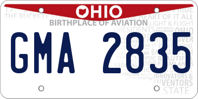 OH license plate GMA2835