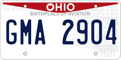 OH license plate GMA2904