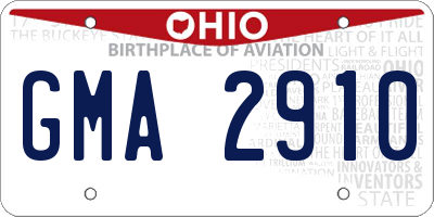 OH license plate GMA2910