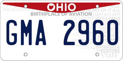 OH license plate GMA2960