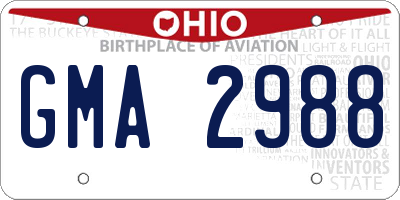 OH license plate GMA2988