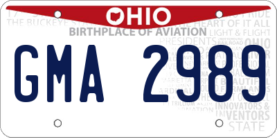 OH license plate GMA2989