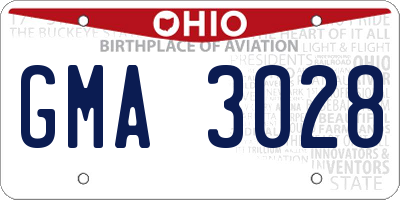 OH license plate GMA3028