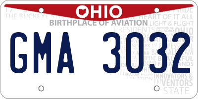 OH license plate GMA3032