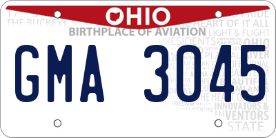 OH license plate GMA3045