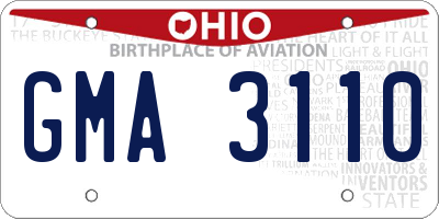 OH license plate GMA3110