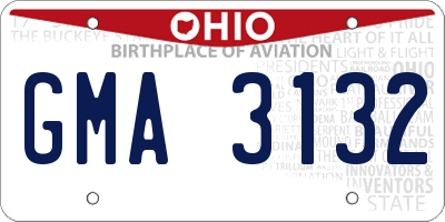 OH license plate GMA3132