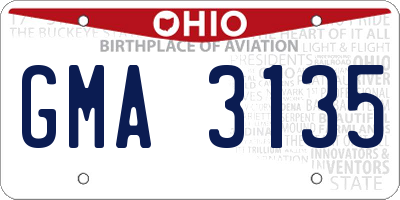 OH license plate GMA3135