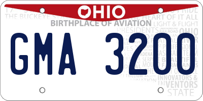 OH license plate GMA3200