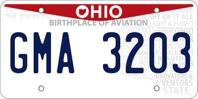 OH license plate GMA3203