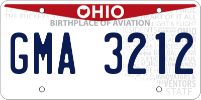 OH license plate GMA3212
