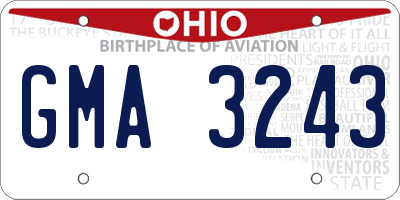OH license plate GMA3243
