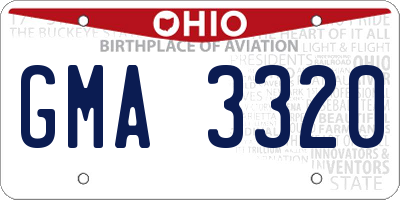OH license plate GMA3320